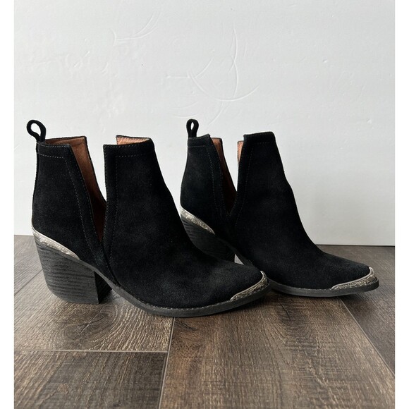 Jeffrey Campbell Boots Women's 6.5 Black Suede Cromwell Ankle Booties Western - Picture 1 of 8